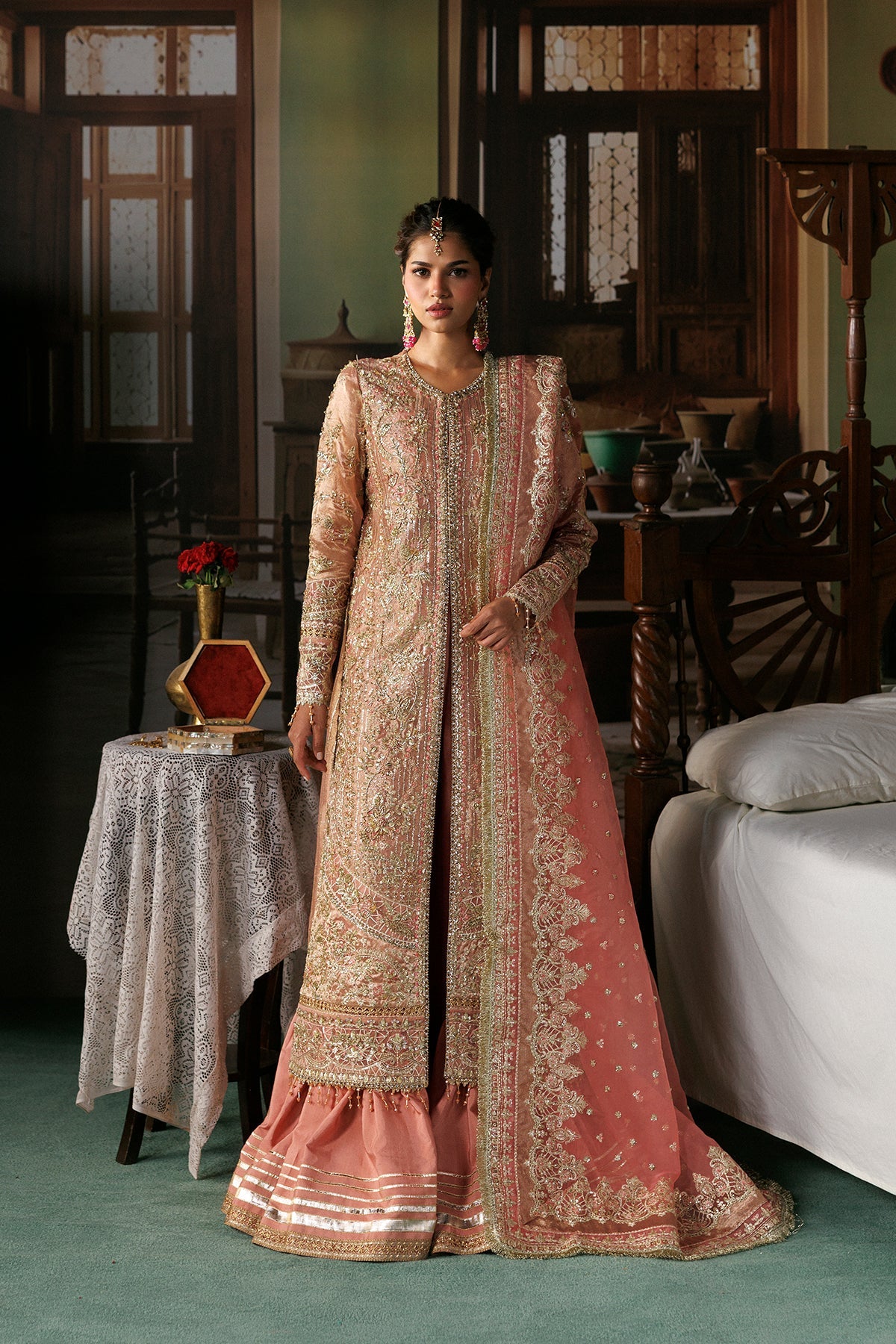 golden fancy dresses in pakistan Aabroo party wear golden dress design