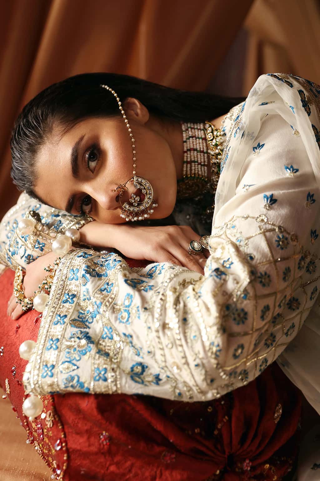 Chiffon embroidered dupatta dress